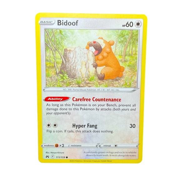 bidoof 111/159 sword & shield crown zenith pokemon card - Picture 1 of 4